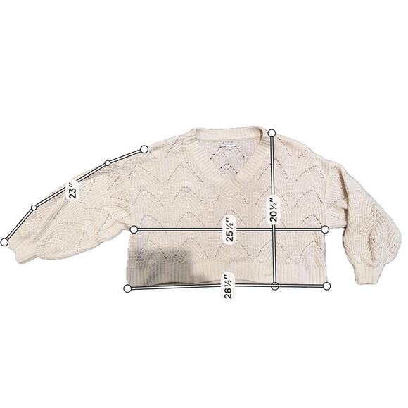 American Eagle Outfitters Sweater Womens Large White Open Knit V Neck Dolman - Picture 4 of 8